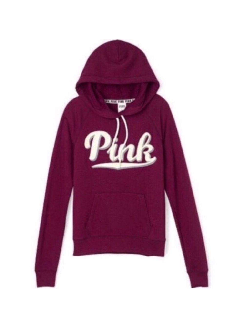 Victoria’s Secret VS PINK Maroon Burgundy and White Embroidered Logo Hoodie
